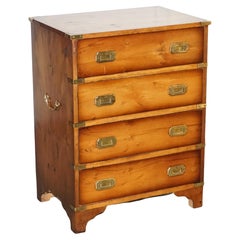 Vintage Burr Yew Wood Chest of Drawers with Brass Handles