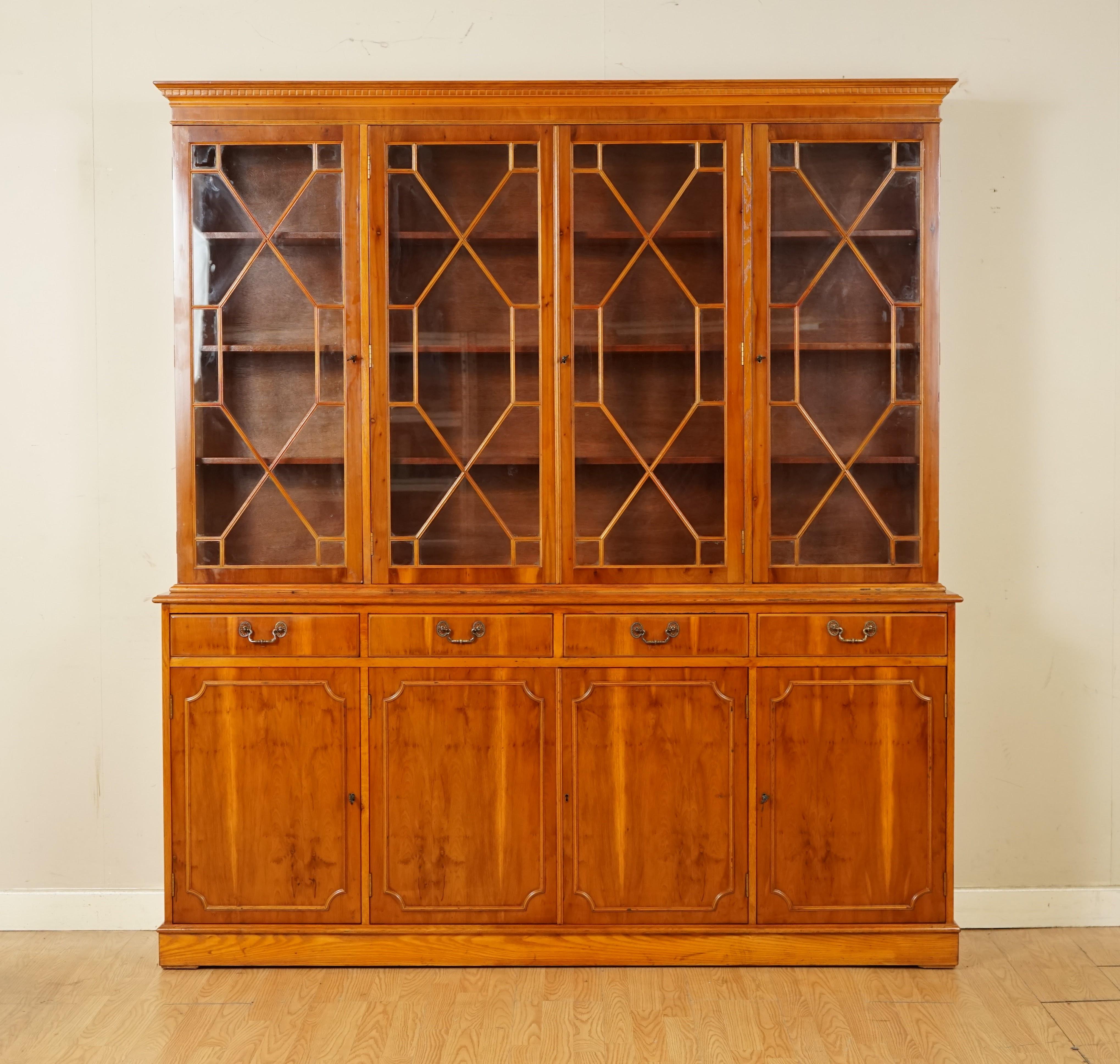 We are so excited to present to you this Lovely Burr Yew display cabinet.

A solid and well made cabinet with plenty if storage.

We have lightly restored this by giving it a hand clean all over, hand waxed and hand polish. 

Please carefully
