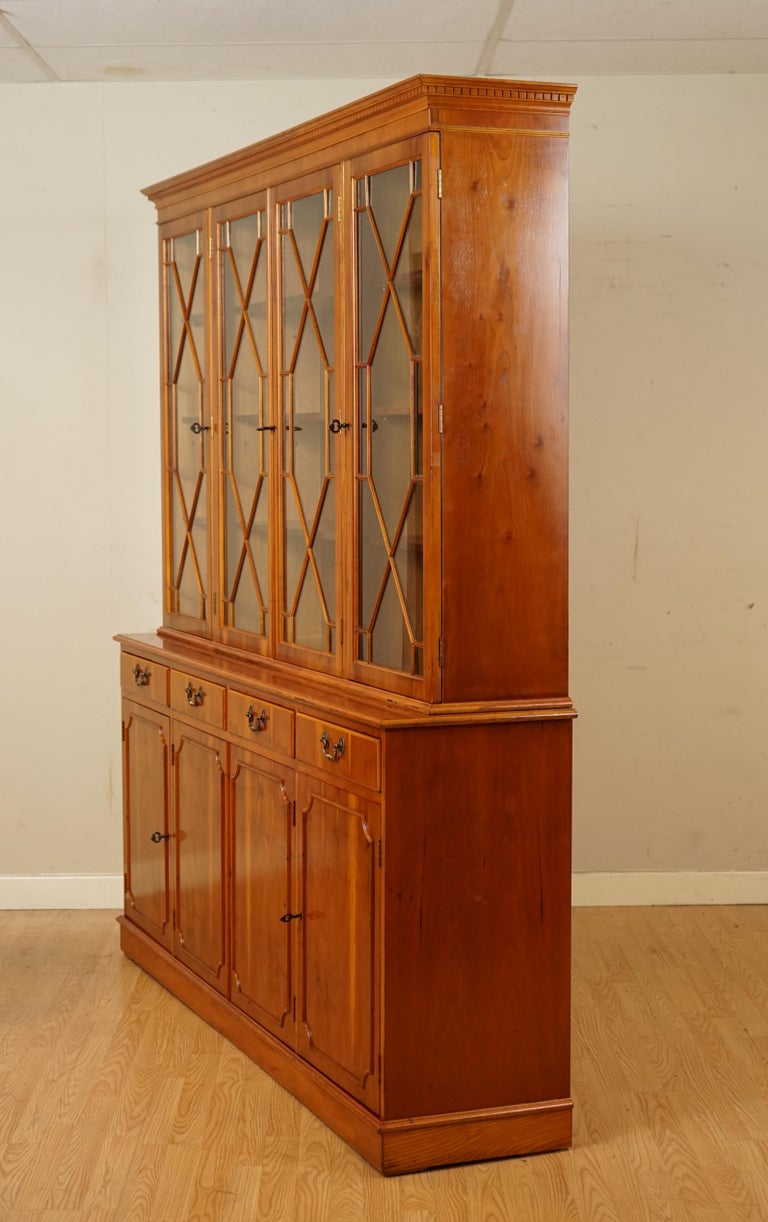 Vintage Burr Yew Wood Display Bookcase with Keys at 1stDibs