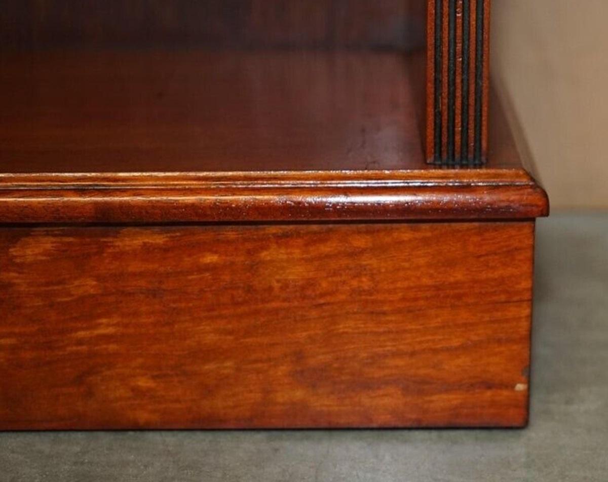 Vintage Burr Yew Wood Dwarf Open Bookcase or Sideboard three Large Drawers For Sale 9