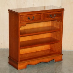 VINTAGE BIBLIOTECA ABIERTA DE MADERA DE BOSQUE CON DOS CAJONES EN LA PARTE SUPERIOR