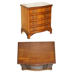 Vintage Burr Yew Wood Side Bedside Table Sized Chest of Drawers Georgian Style