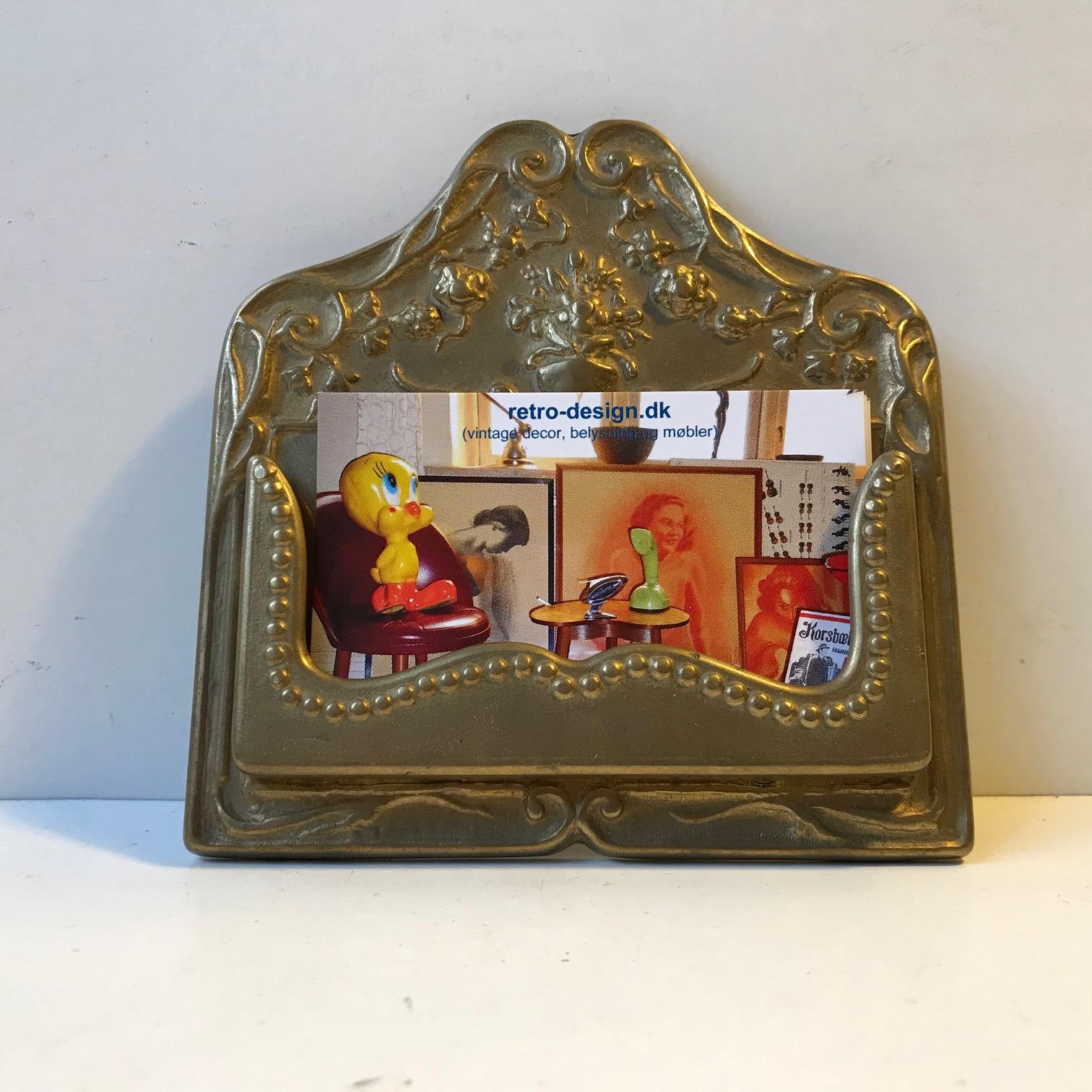 vintage brass business card holder