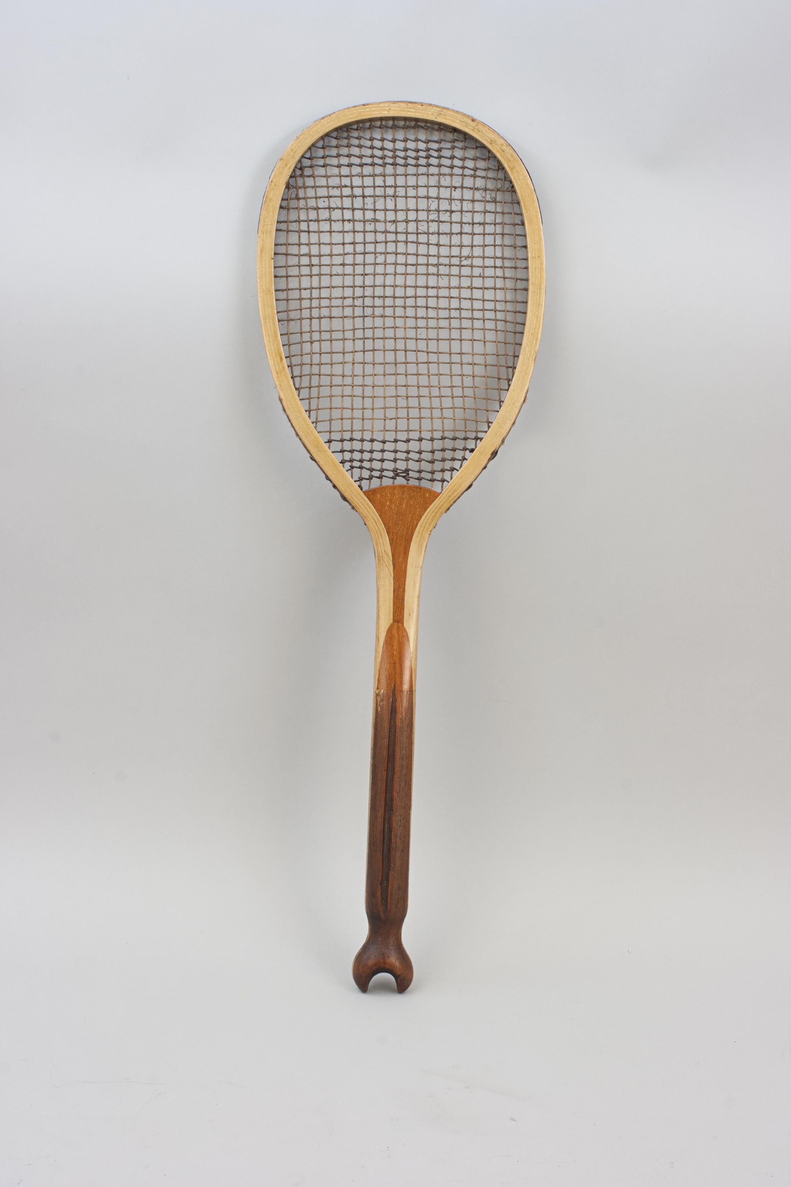 Victorian Vintage Bussey Fishtail Tennis Racket, the Gordon For Sale