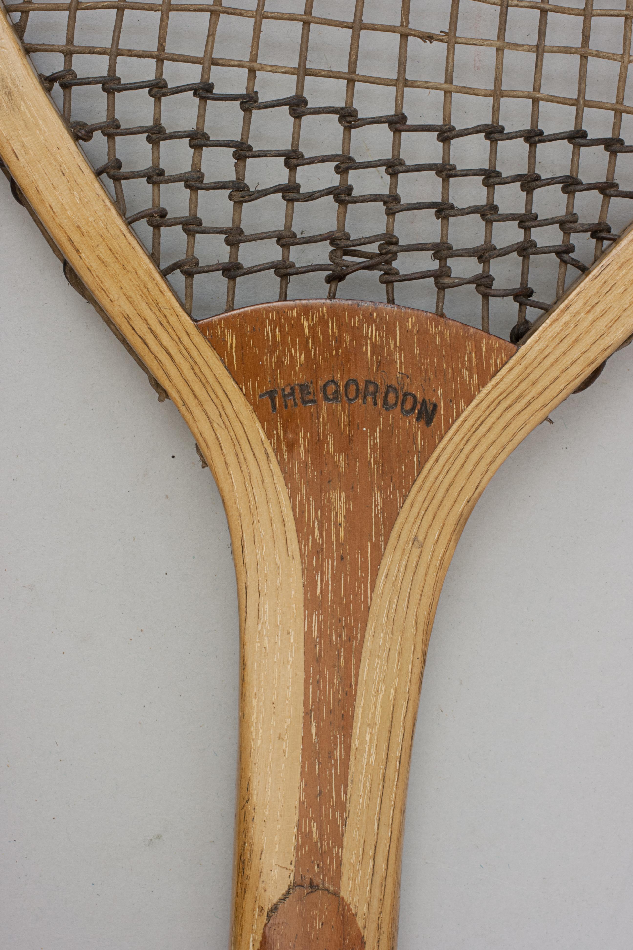 British Vintage Bussey Fishtail Tennis Racket, the Gordon For Sale