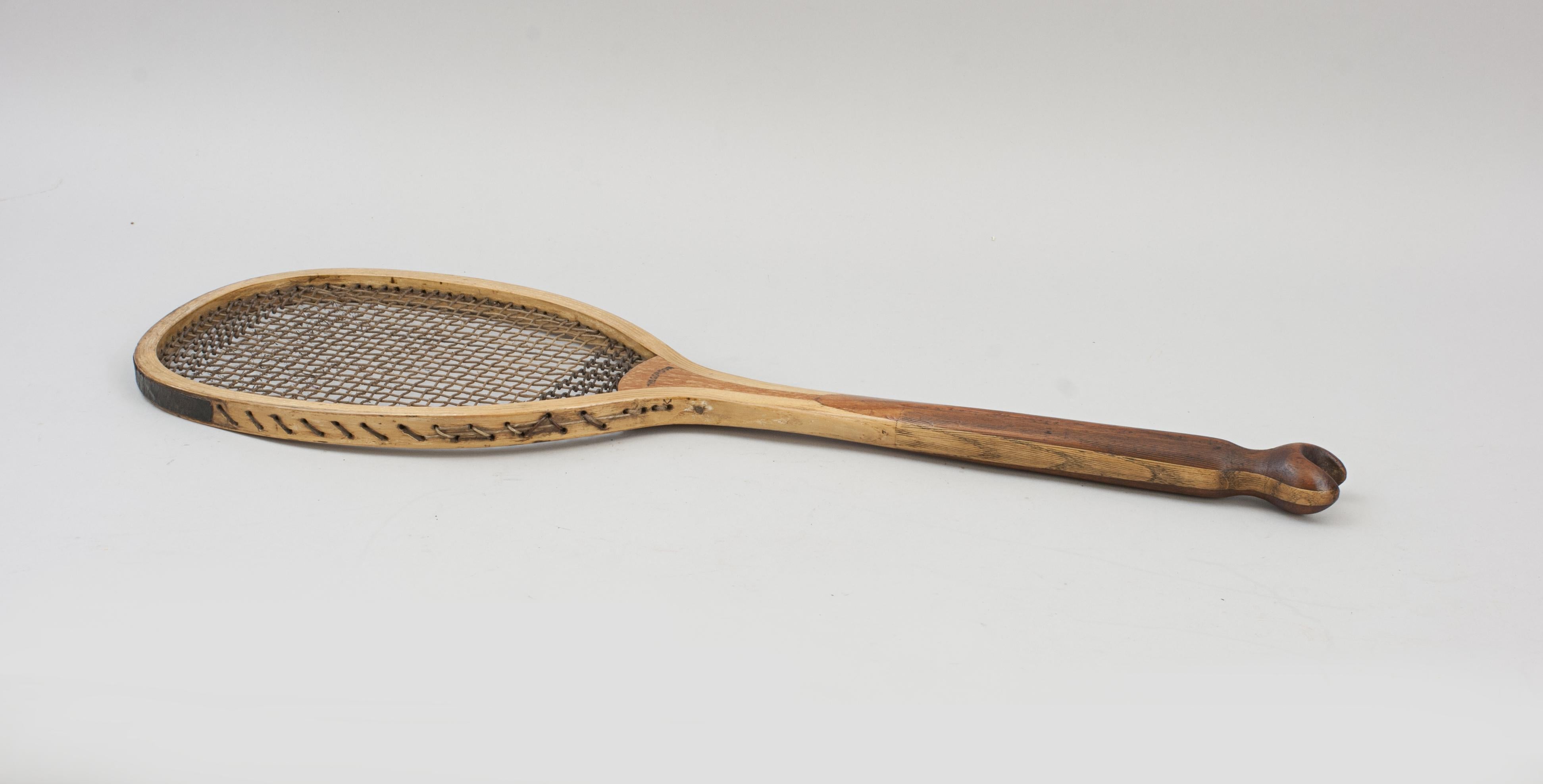 Early 20th Century Vintage Bussey Fishtail Tennis Racket, the Gordon For Sale