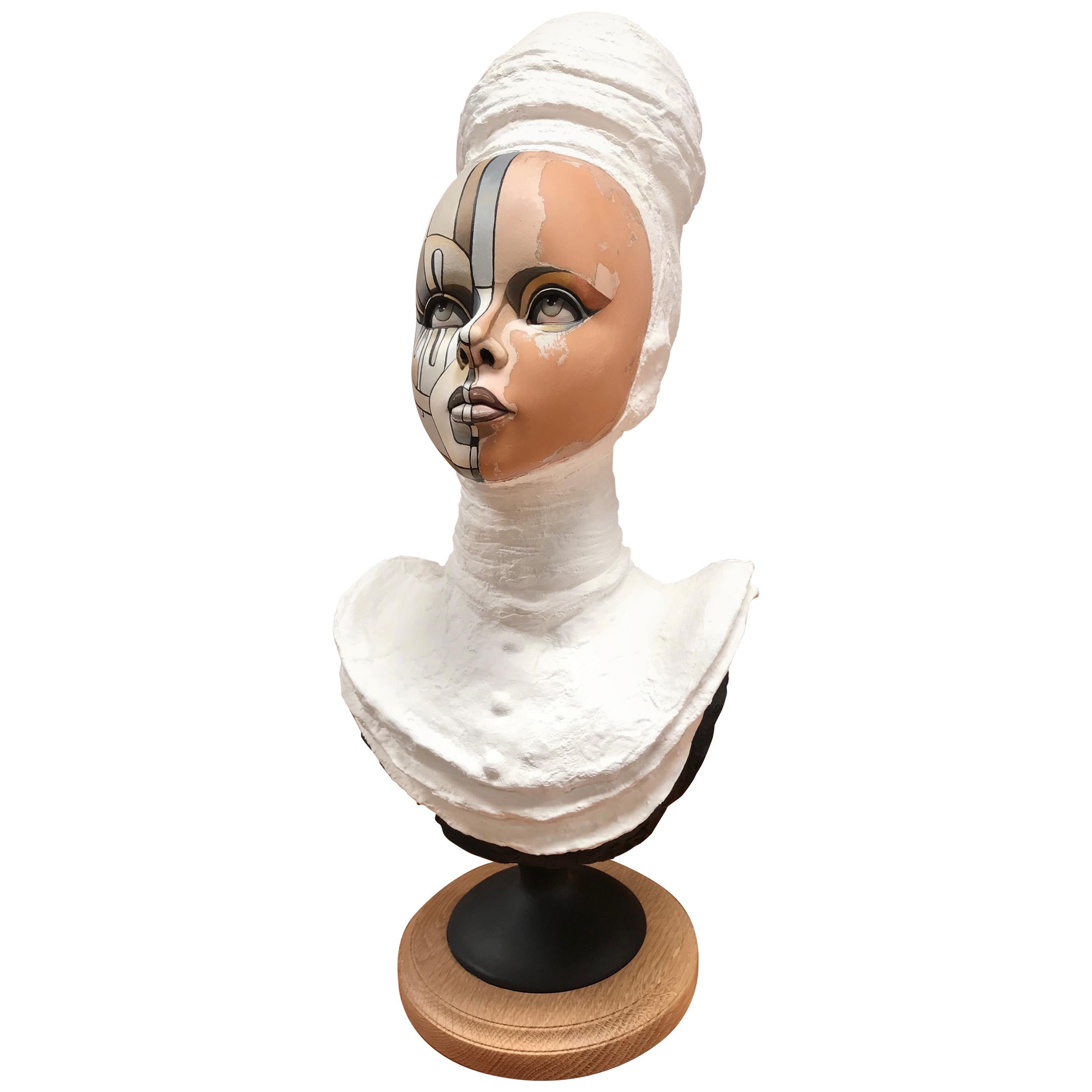 Vintage Bust of a Young Women, Signed David Gilmore, USA, 2019
