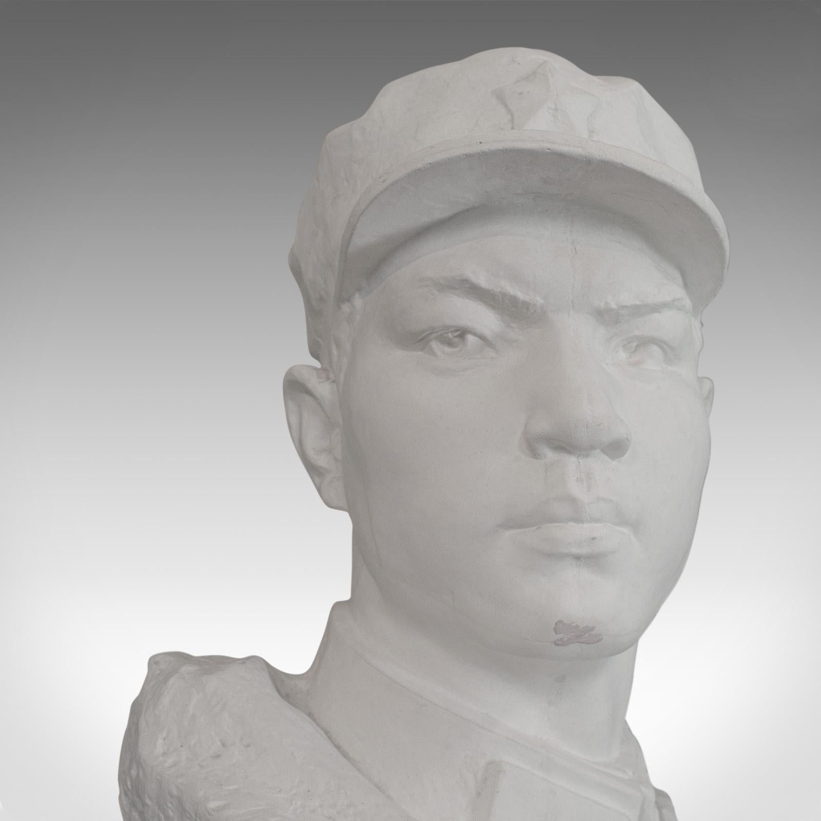Vintage Bust, Oriental, Plaster, Historical, Sculpture, Mao Zedong, 20th Century 6