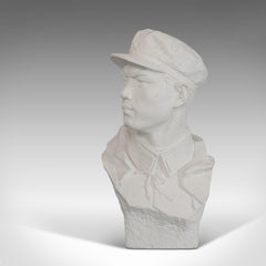Vintage Bust, Oriental, Plaster, Historical, Sculpture, Mao Zedong, 20th Century