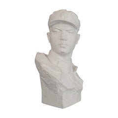 Vintage Bust, Oriental, Plaster, Historical, Sculpture, Mao Zedong, 20th Century