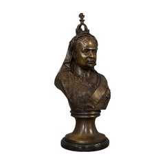 Vintage Bust, Queen Victoria, English, Bronze, Royal Portrait, Monarch, Empress