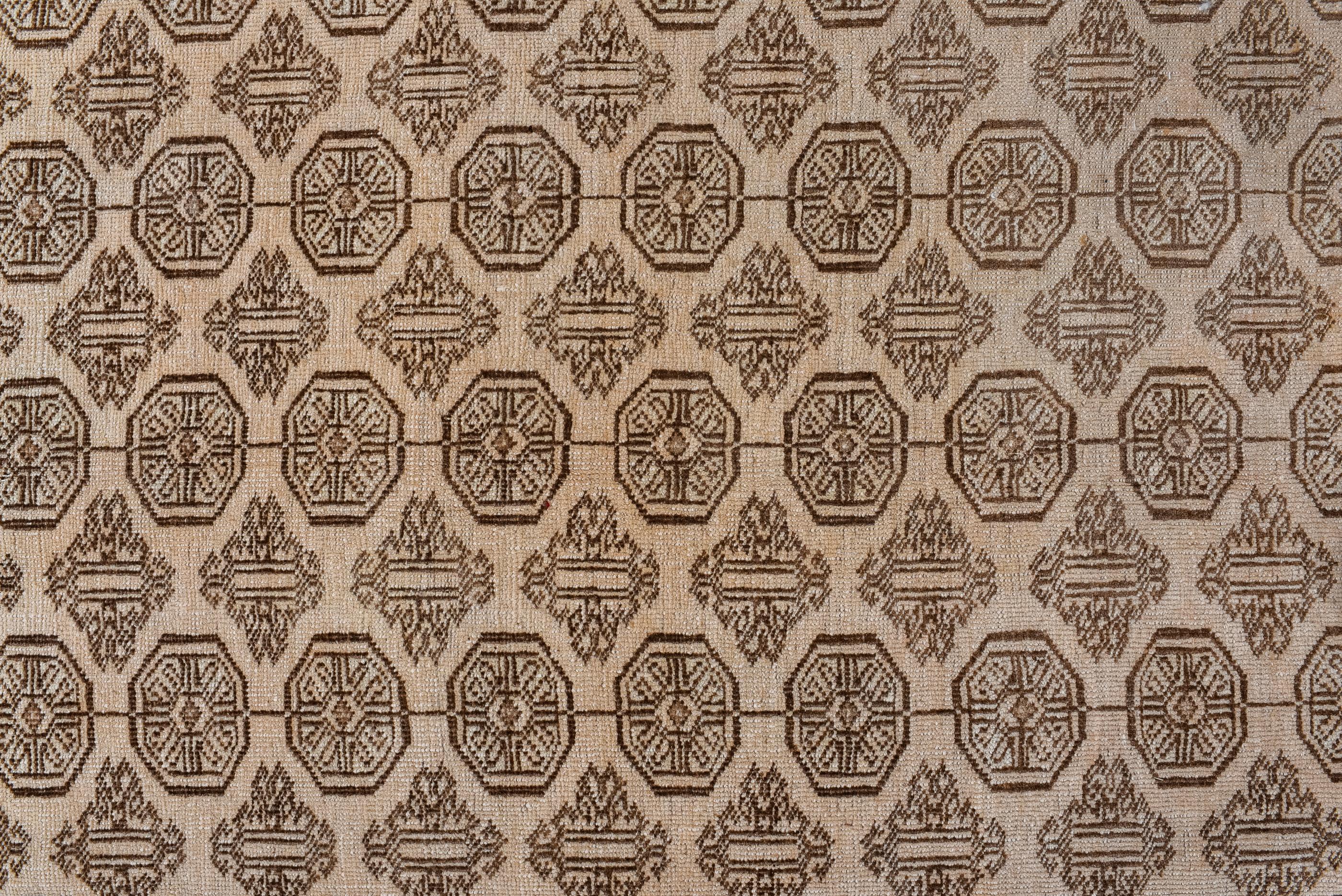 Vintage but Modern Afghan Rug with Detailed Borders In Good Condition In New York, NY