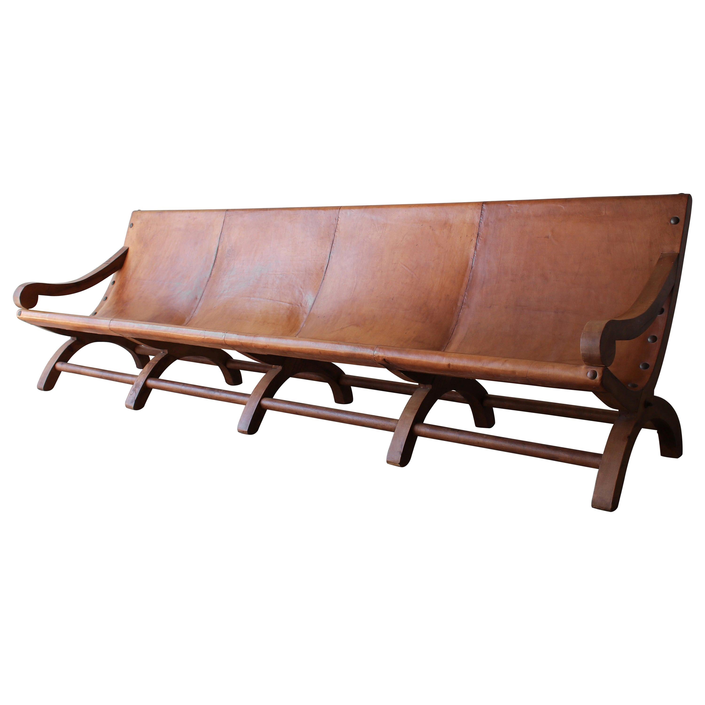 Vintage Butaque Mexican Leather Sling Sofa
