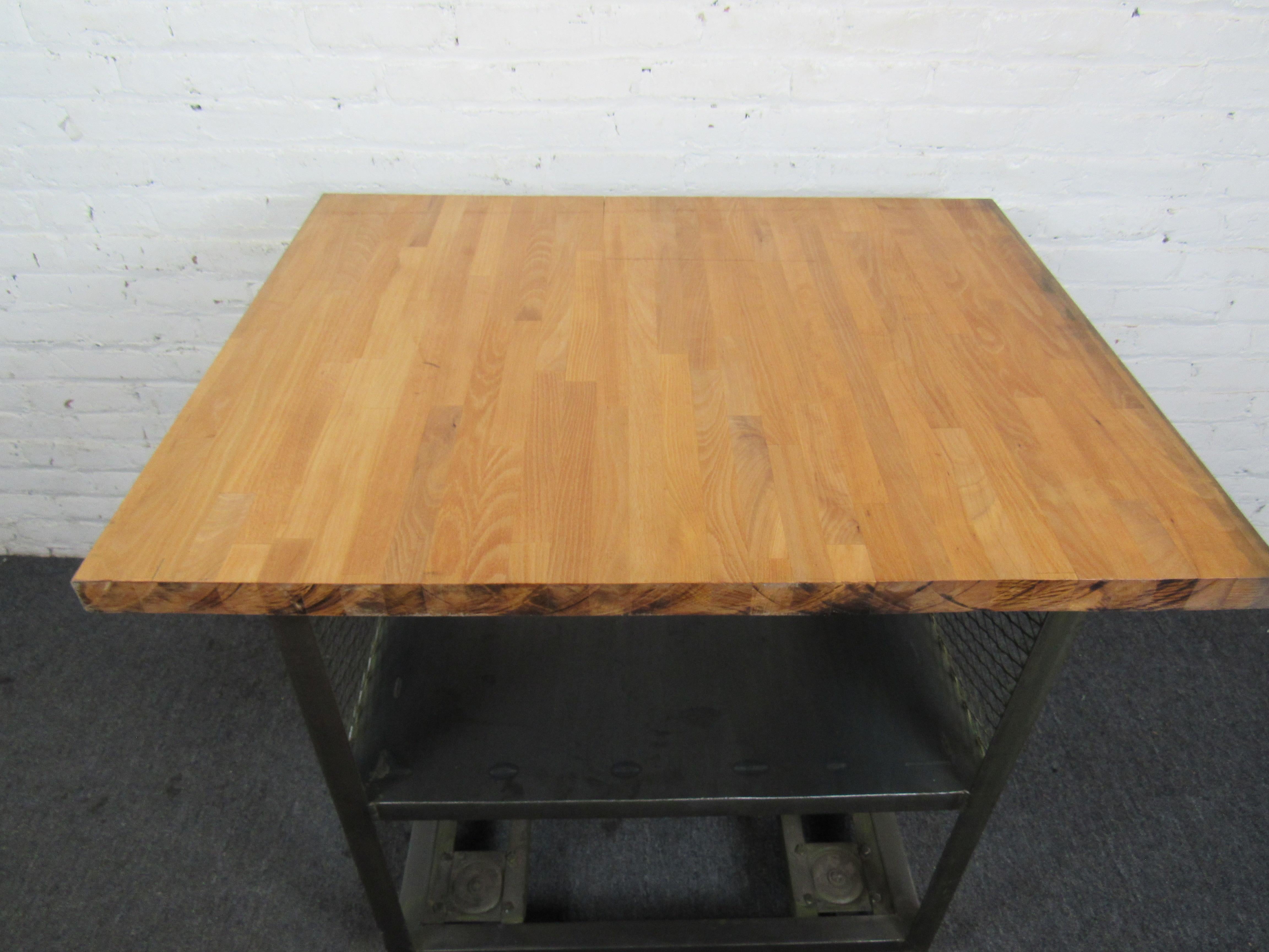 20th Century Vintage Butcher Block Cart