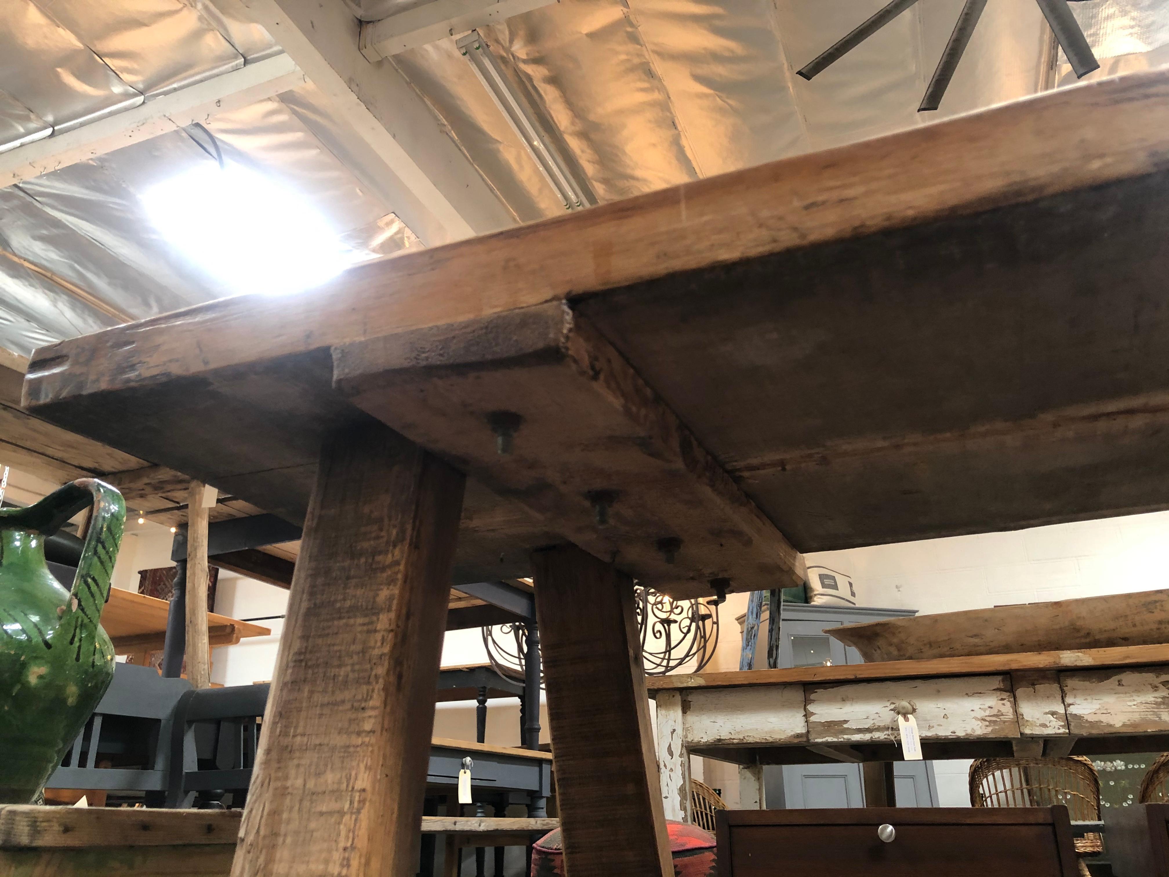 European Vintage Butcher Block Console Table