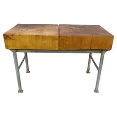 Vintage Butcher Block Table Display Table