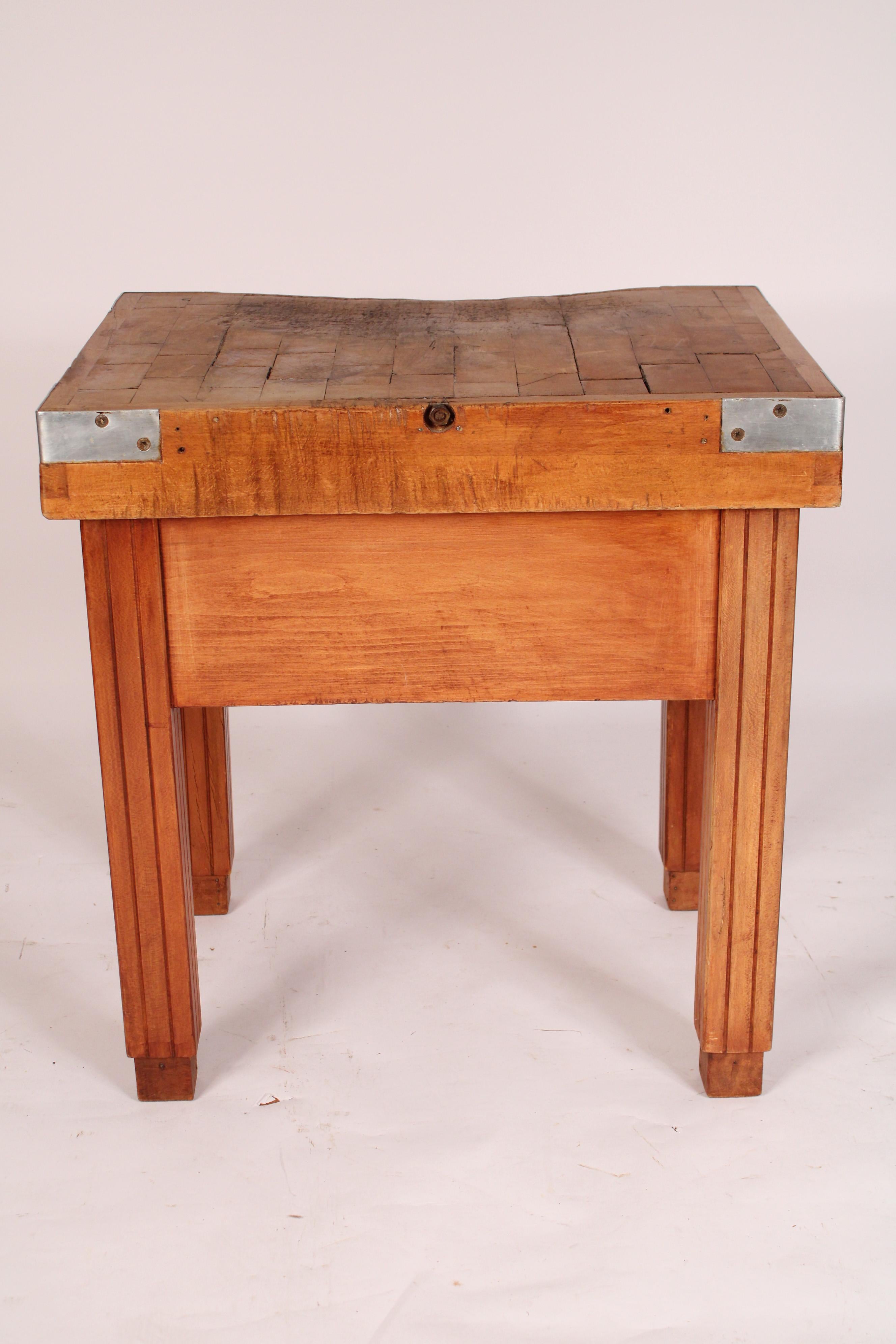 Vintage Butcher Block Table In Good Condition In Laguna Beach, CA