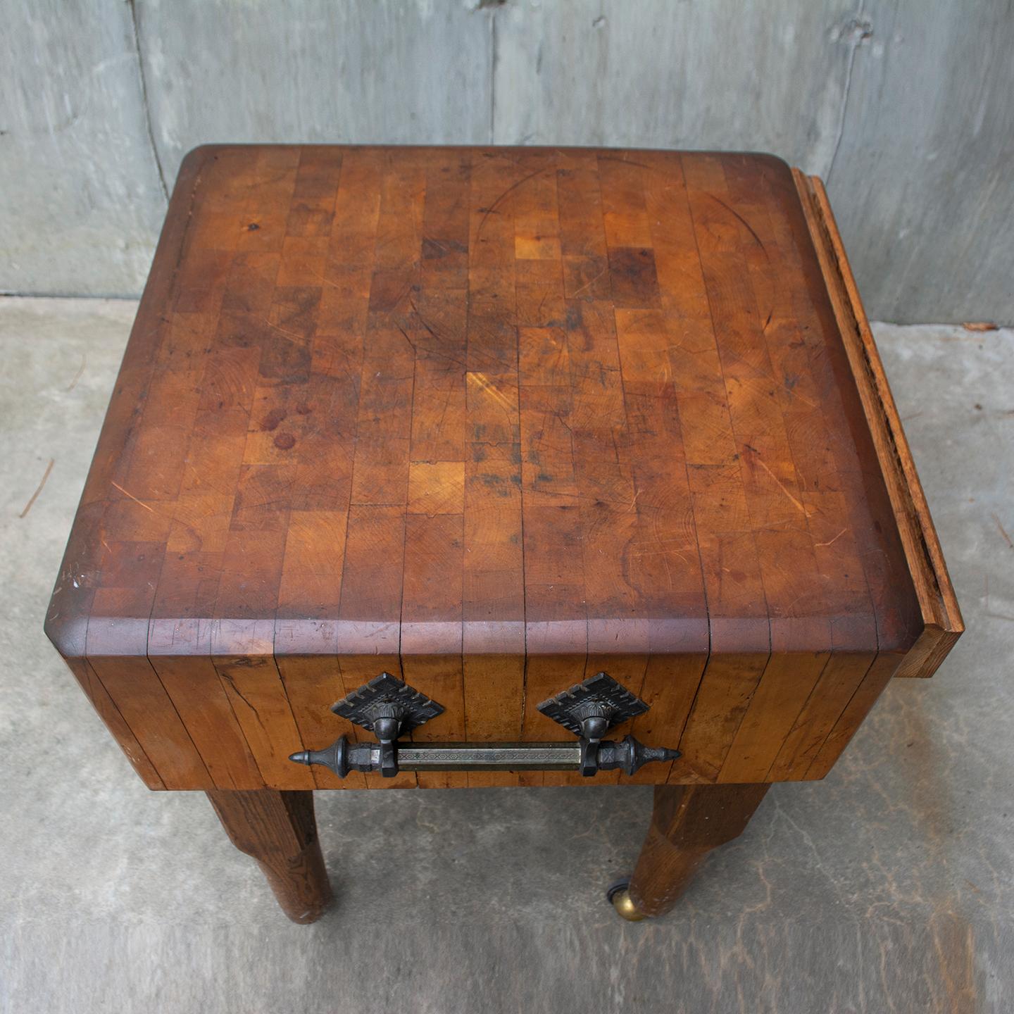 Vintage Butcher Block Table In Good Condition In Wilton, CT