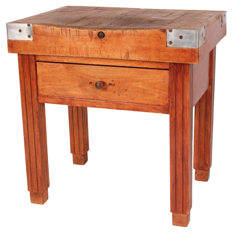 Vintage Butcher Block Table For Sale at 1stDibs