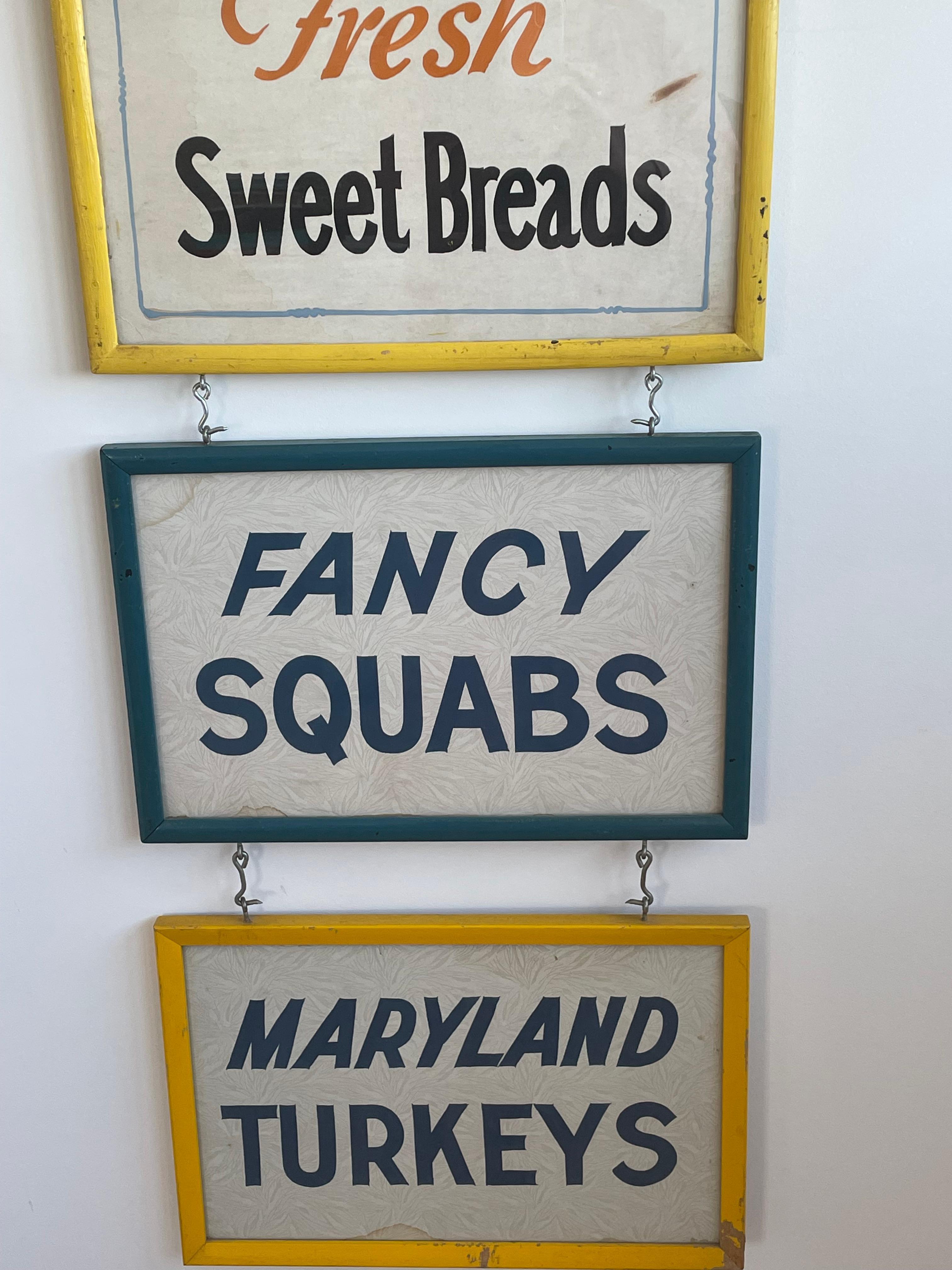 Wood Vintage Butcher Shop Sign For Sale