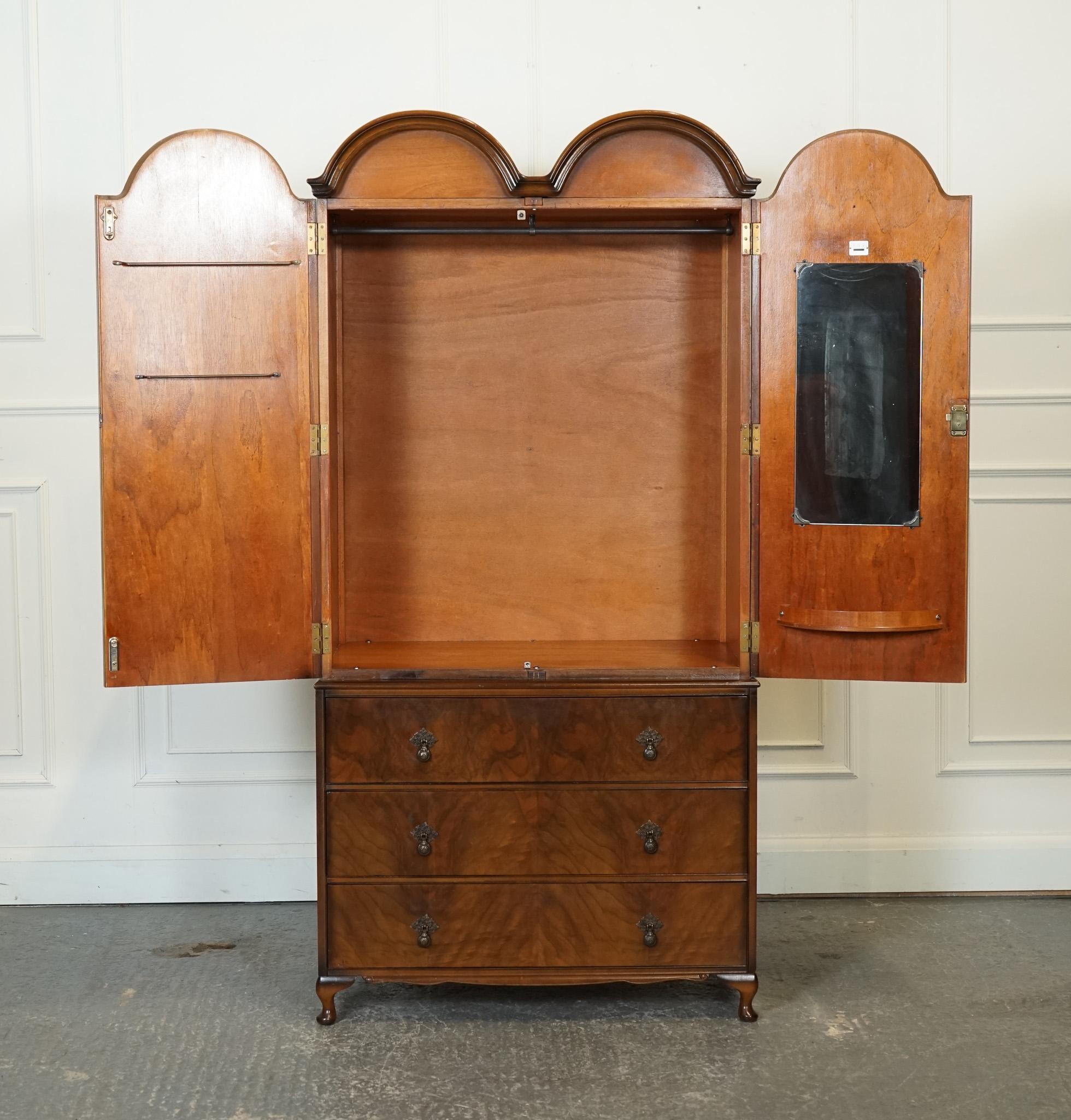VINTAGE BUTILUX CiRCA 1960'S ART DECO DOME SHAPE BURR WALNUT DOUBLE WARDROBE 3