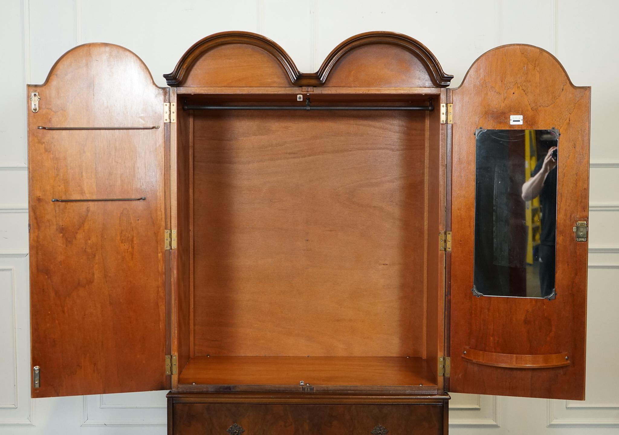 VINTAGE BUTILUX CiRCA 1960'S ART DECO DOME SHAPE BURR WALNUT DOUBLE WARDROBE 4