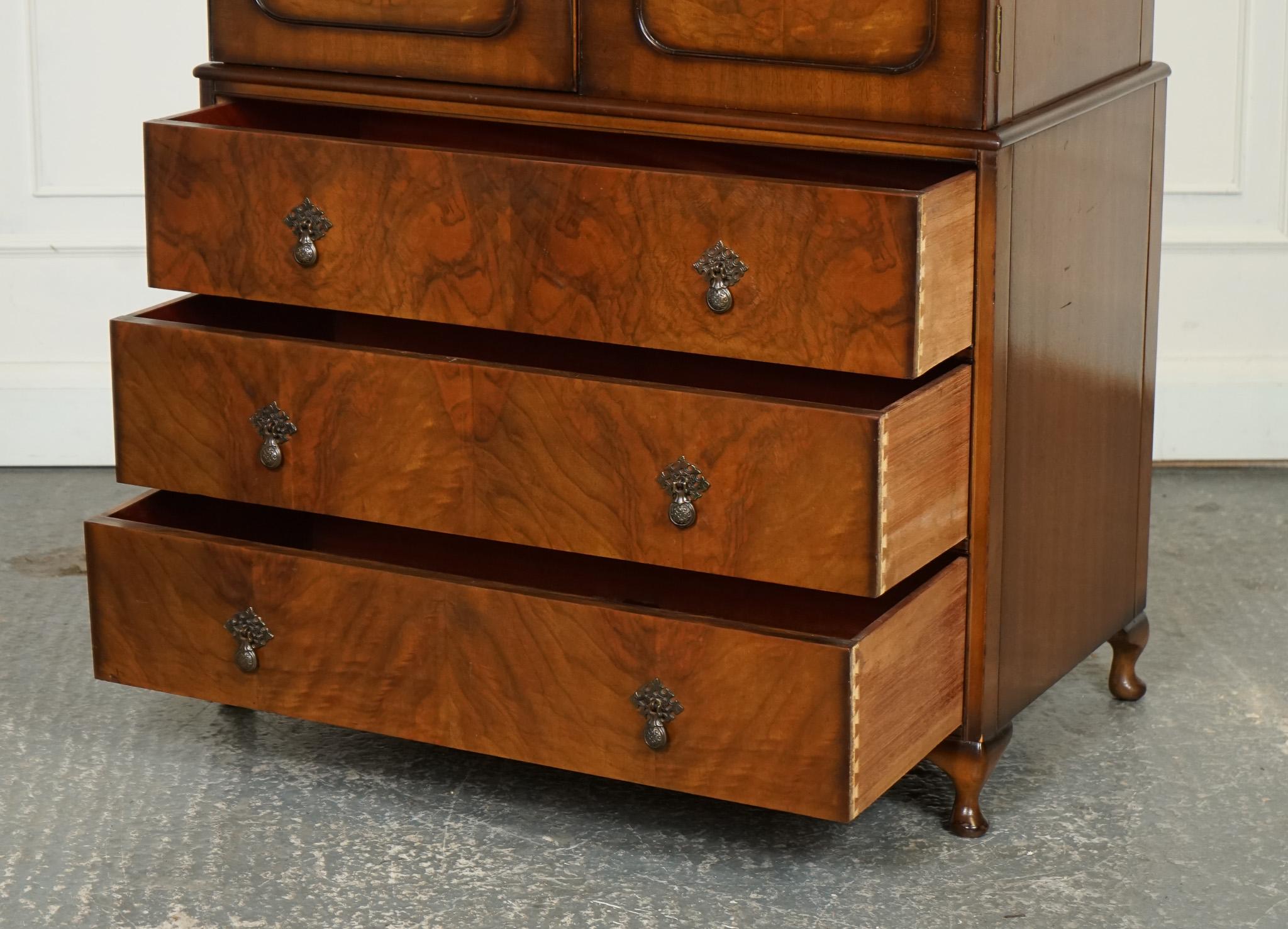 British VINTAGE BUTILUX CiRCA 1960'S ART DECO DOME SHAPE BURR WALNUT DOUBLE WARDROBE