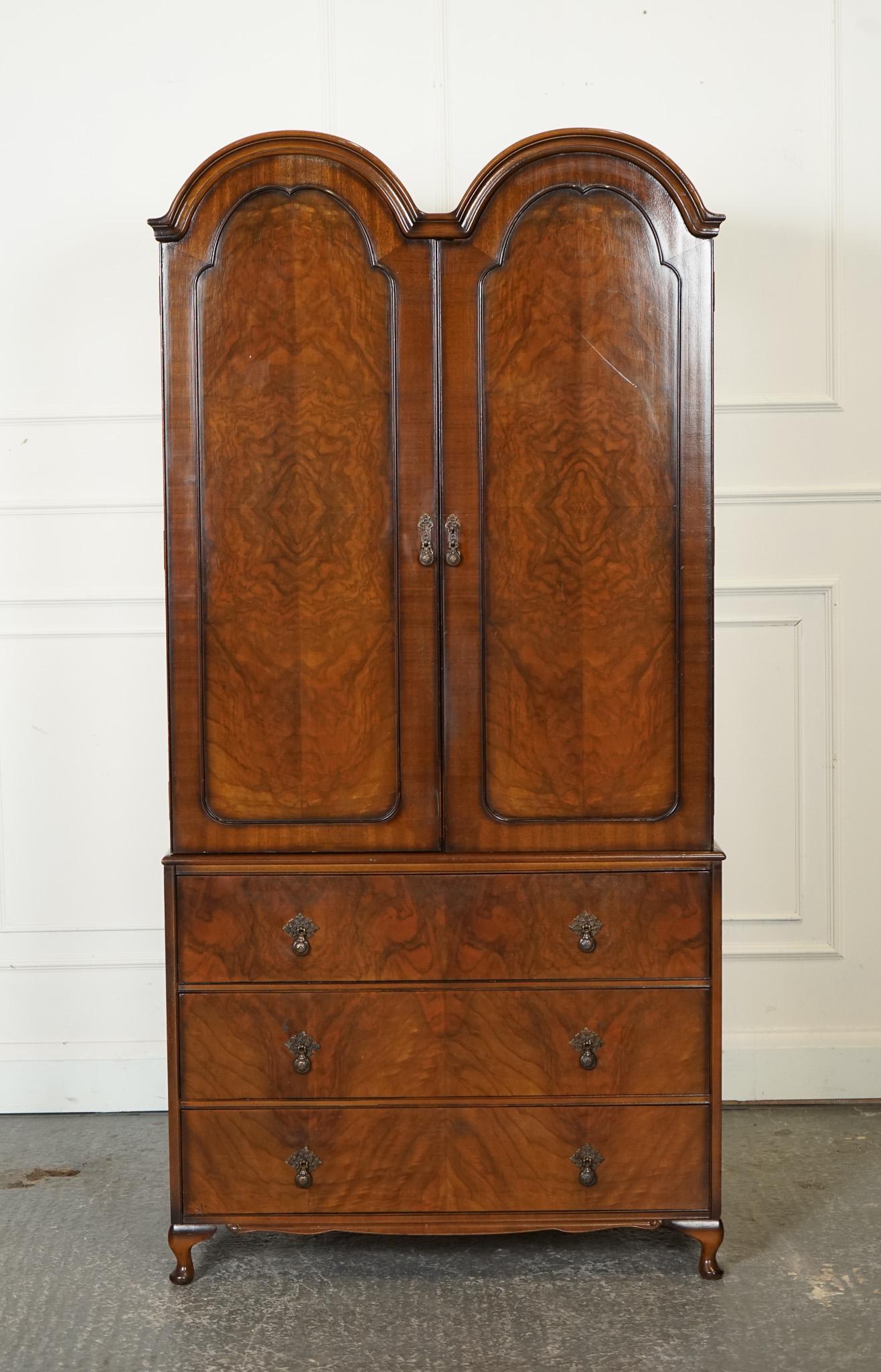 Hand-Crafted VINTAGE BUTILUX CiRCA 1960'S ART DECO DOME SHAPE BURR WALNUT DOUBLE WARDROBE