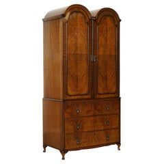 VINTAGE BUTILUX CiRCA 1960'S ART DECO DOME SHAPE BURR WALNUT DOUBLE WARDROBE