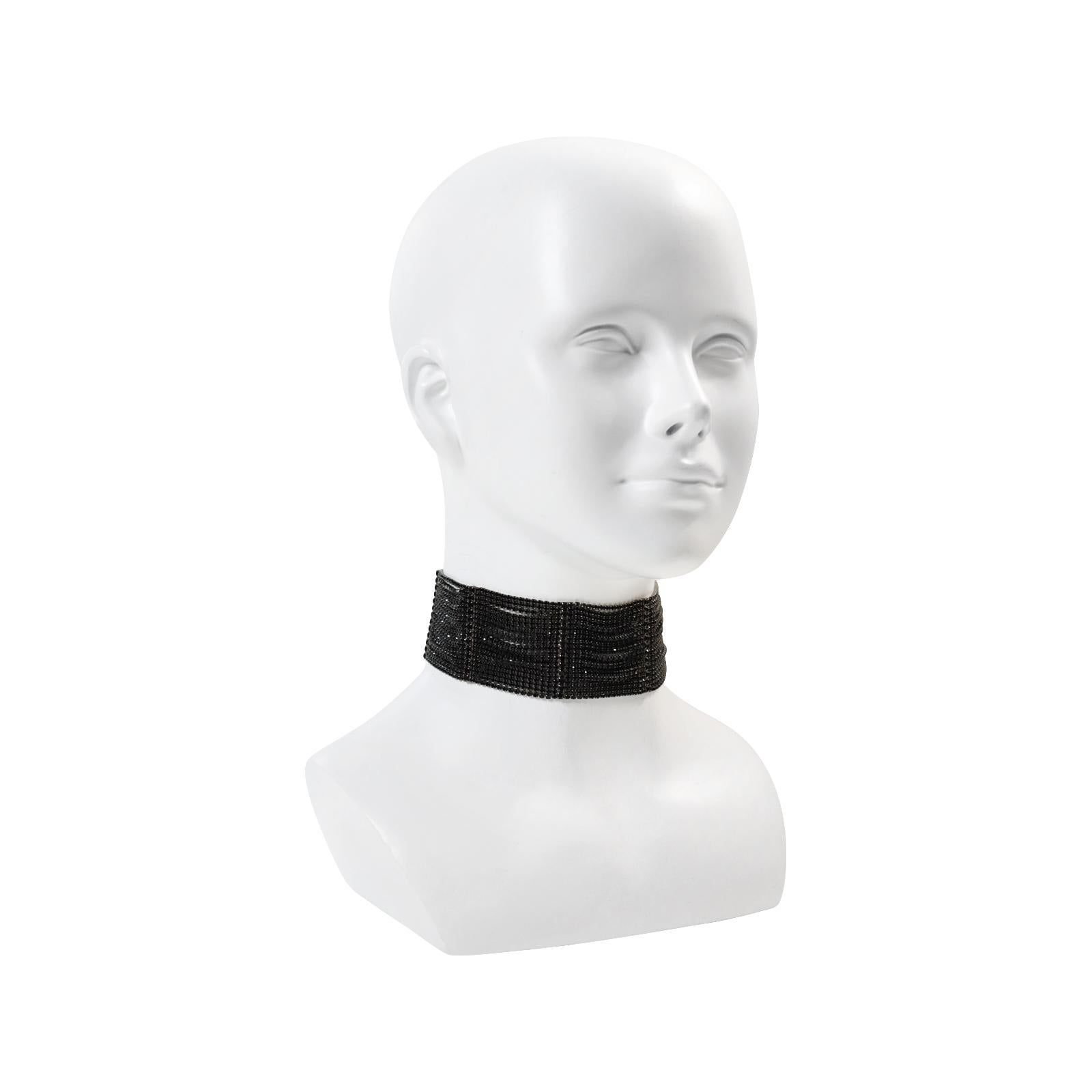 Vintage Butler and Wilson Black Diamante Wide Choker Circa 1990s In Good Condition For Sale In New York, NY