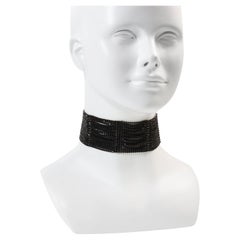 Retro Butler and Wilson Black Diamante Wide Choker Circa 1990s