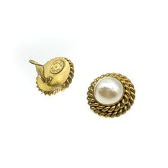 Vintage Butler and Wilson Gold & Pearl Rope Twist Earrings 1980s