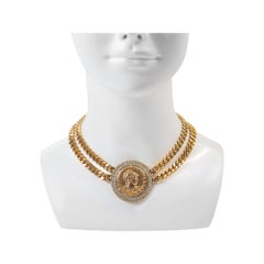 Vintage Butler and Wilson Gold Tone Roman Coin Necklace Circa 1990s