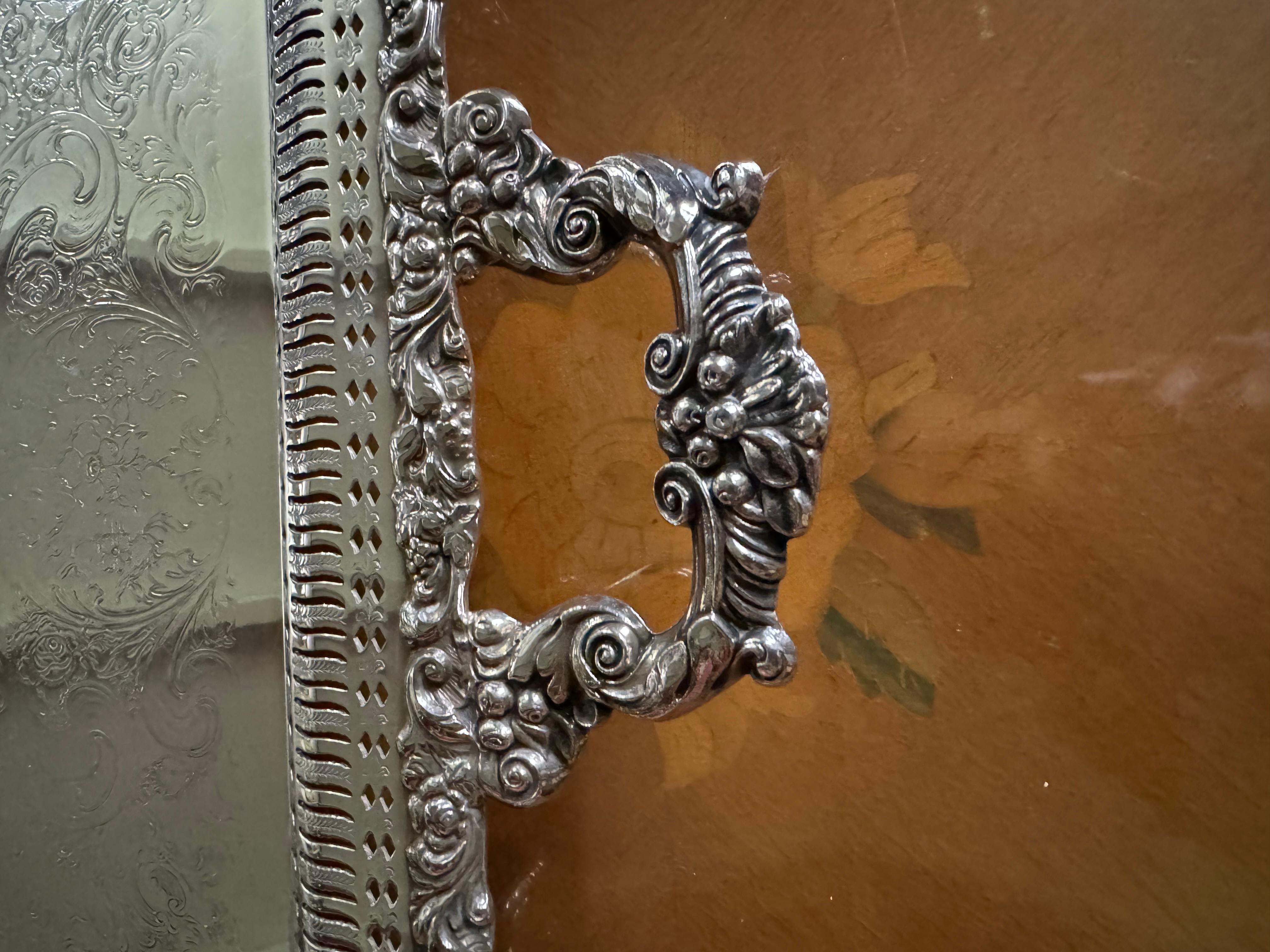 / vintage butler tray silver plate by webster Wilcox , international silver 3292 For Sale 4