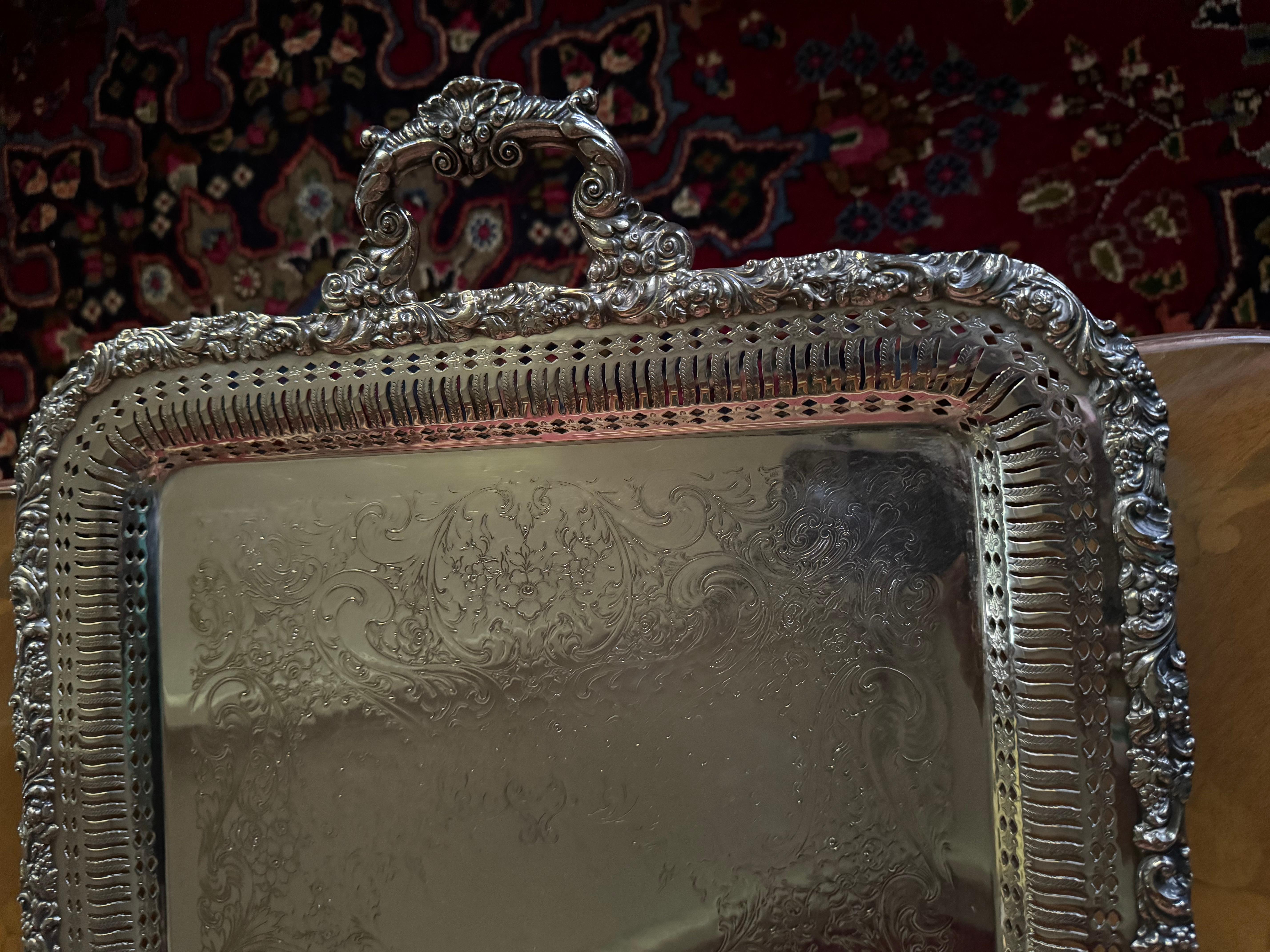 Art Deco / vintage butler tray silver plate by webster Wilcox , international silver 3292 For Sale
