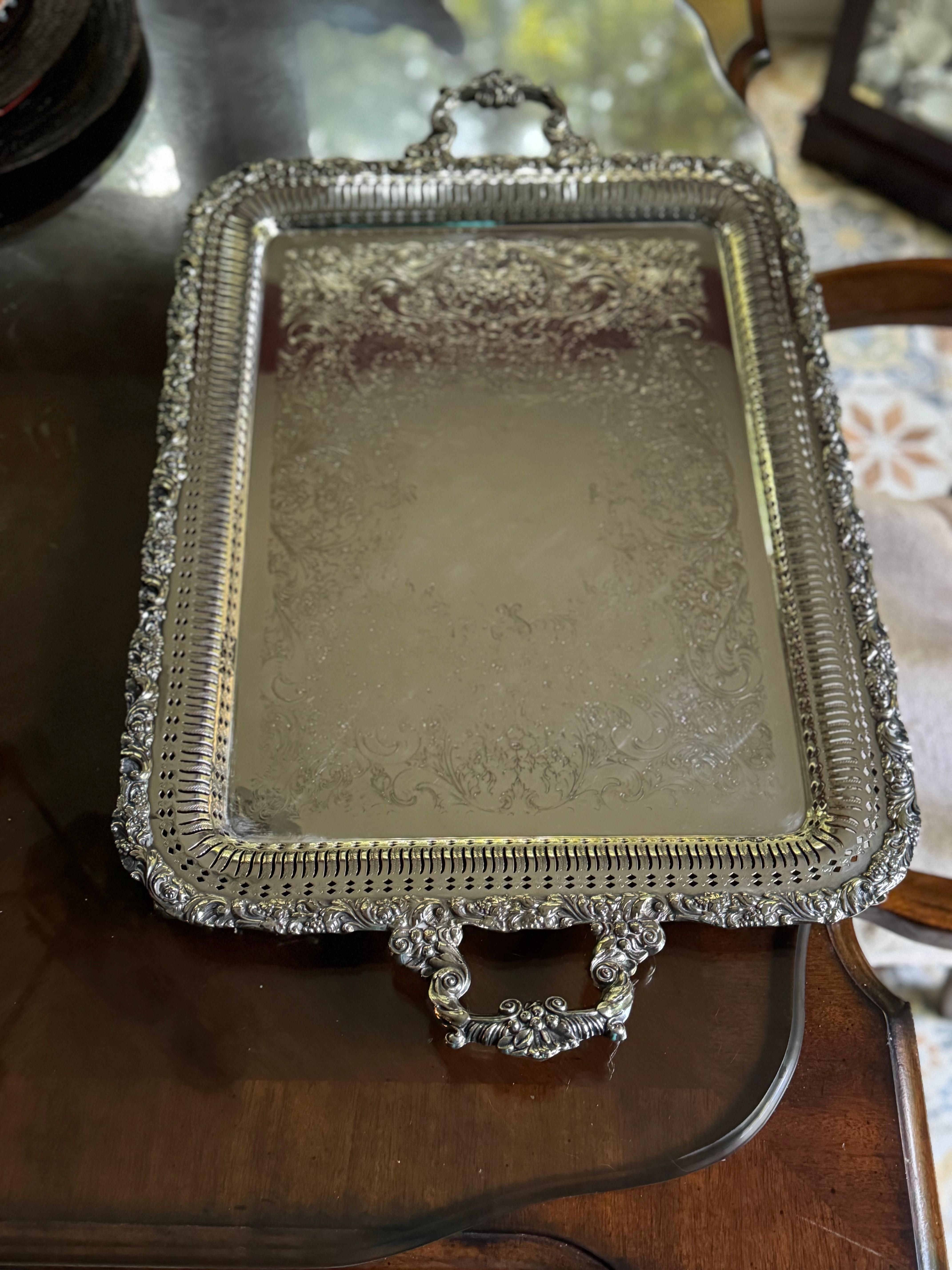 British / vintage butler tray silver plate by webster Wilcox , international silver 3292 For Sale