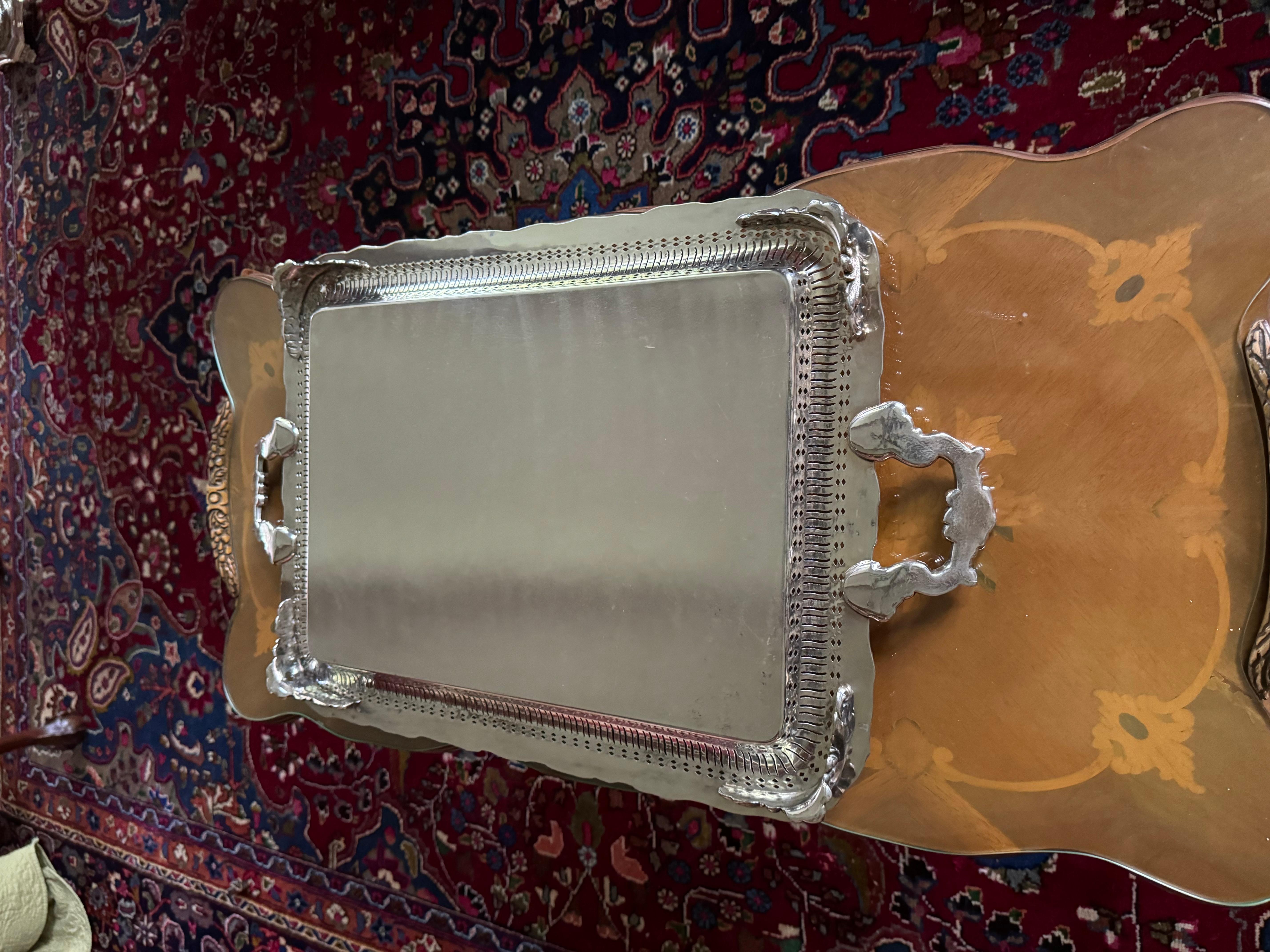 / vintage butler tray silver plate by webster Wilcox , international silver 3292 In Good Condition For Sale In Birmingham, AL