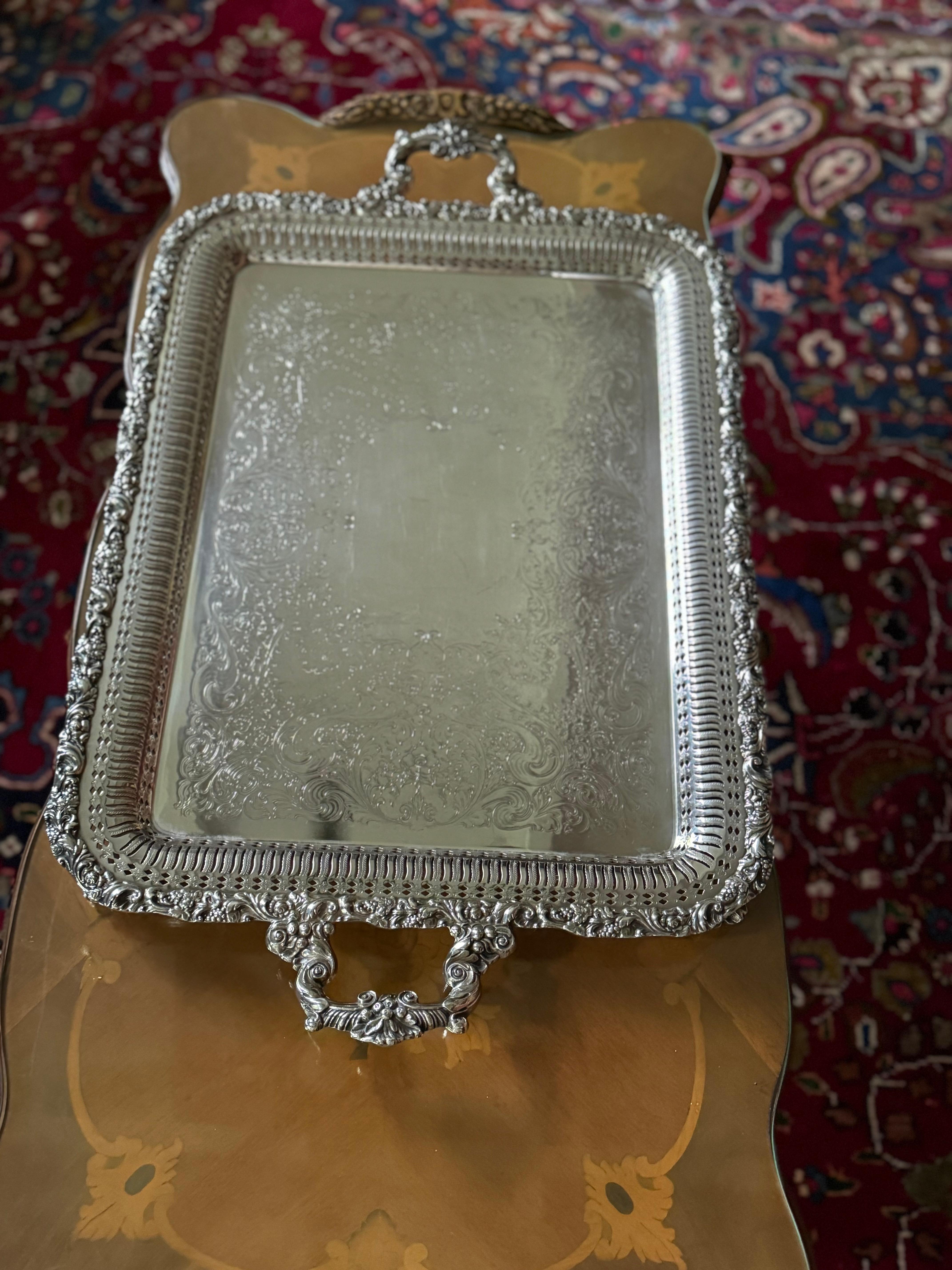 / vintage butler tray silver plate by webster Wilcox , international silver 3292 For Sale 2