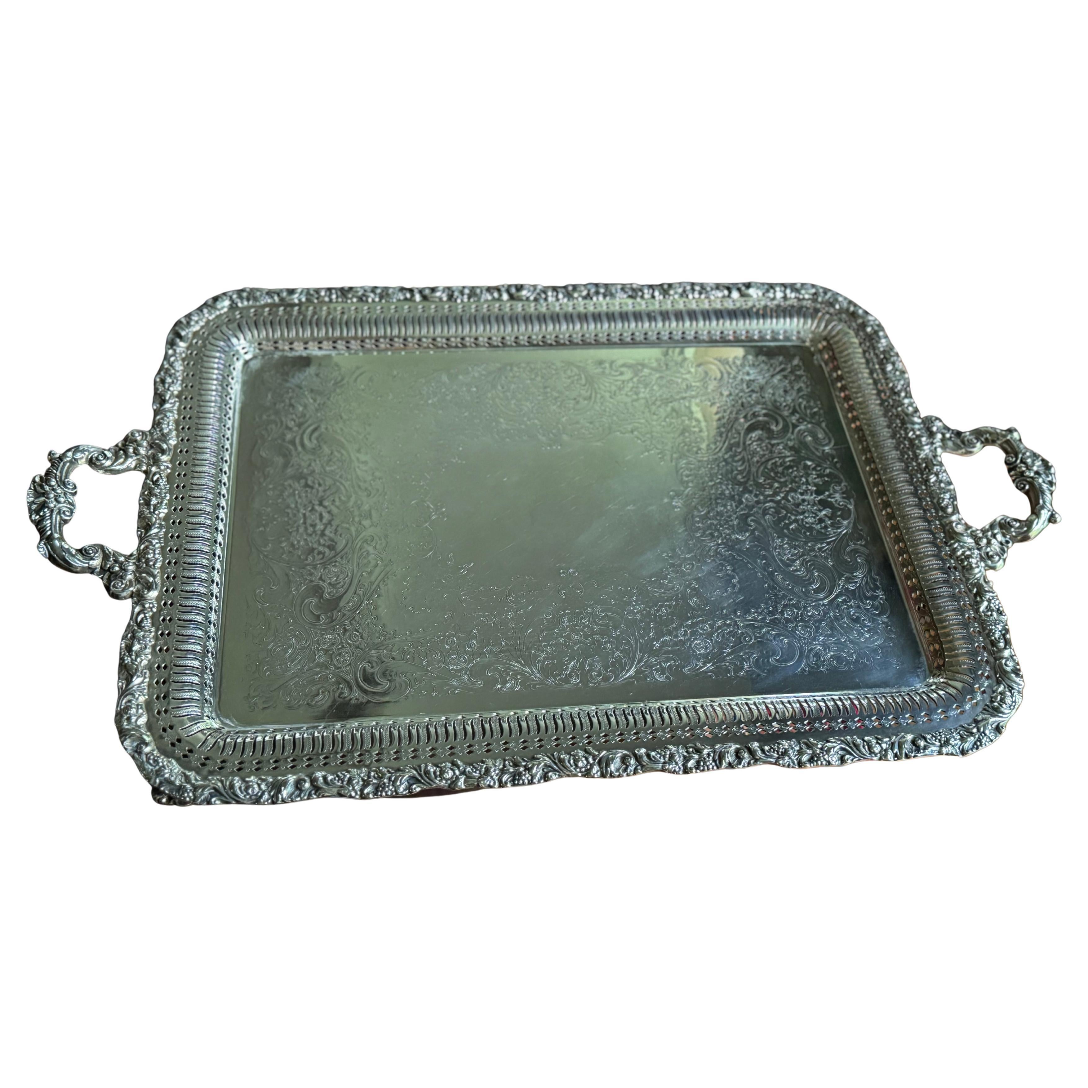 / vintage butler tray silver plate by webster Wilcox , international silver 3292 For Sale