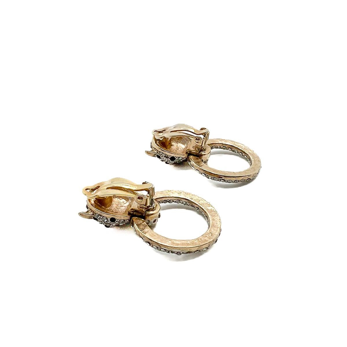 Women's or Men's Vintage Butler & Wilson Big Cat Crystal Earrings 1990s For Sale