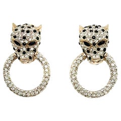 Vintage Butler & Wilson Big Cat Crystal Earrings 1990s