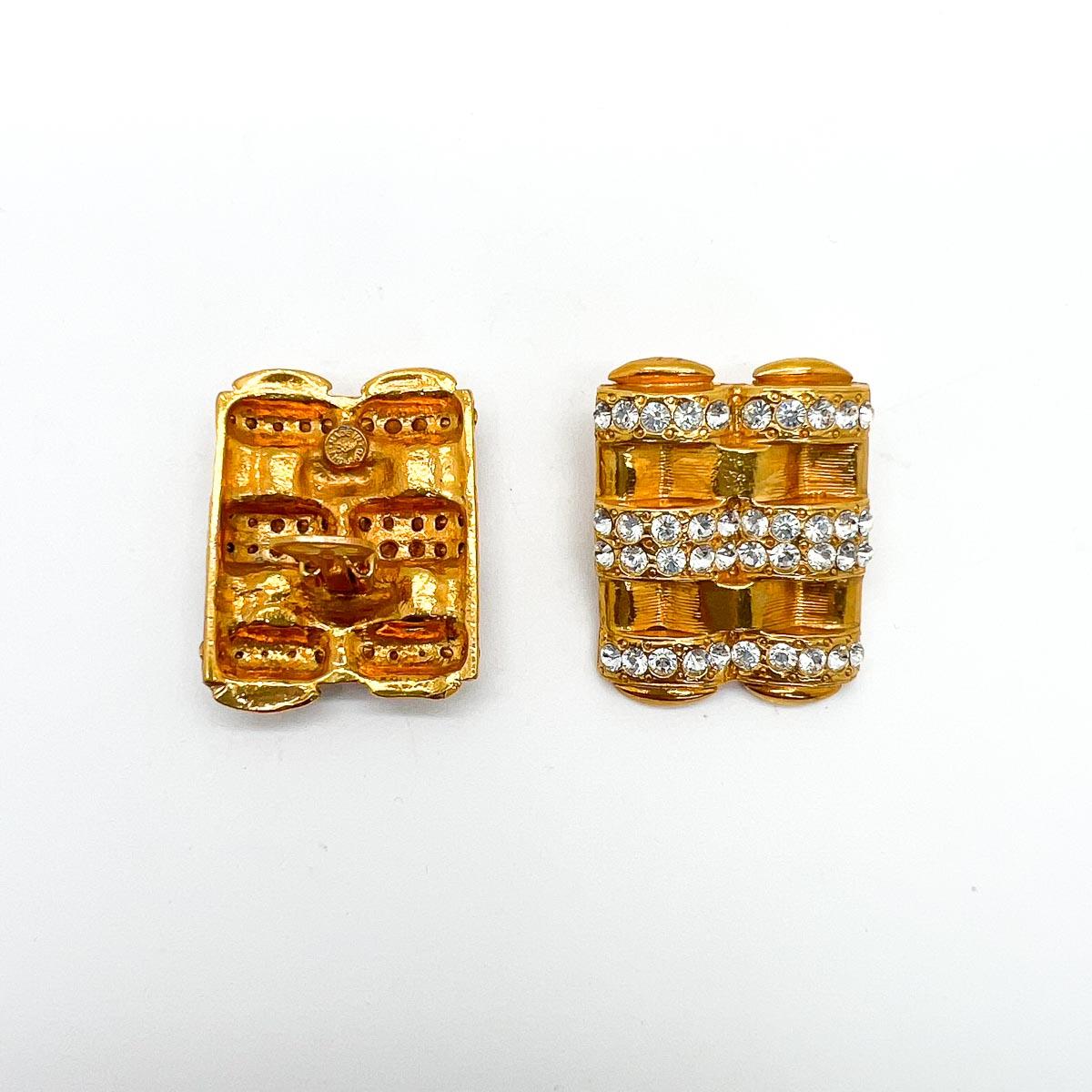 Vintage Butler & Wilson Deco Crystal Panel Earrings 1980s In Good Condition In Wilmslow, GB