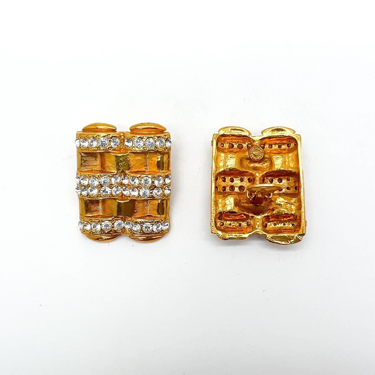 Women's Vintage Butler & Wilson Deco Crystal Panel Earrings 1980s