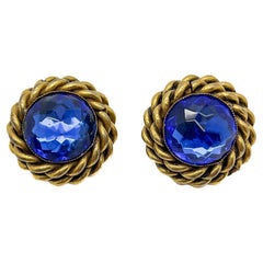 Butler & Wilson, boucles d'oreilles bleu électrique vintage des années 1980