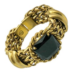 Vintage Butler & Wilson Gold & Black Chunky Weave Bracelet 1980s
