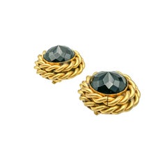 Vintage Butler & Wilson Jet Black Glass Rope Earrings 1980s