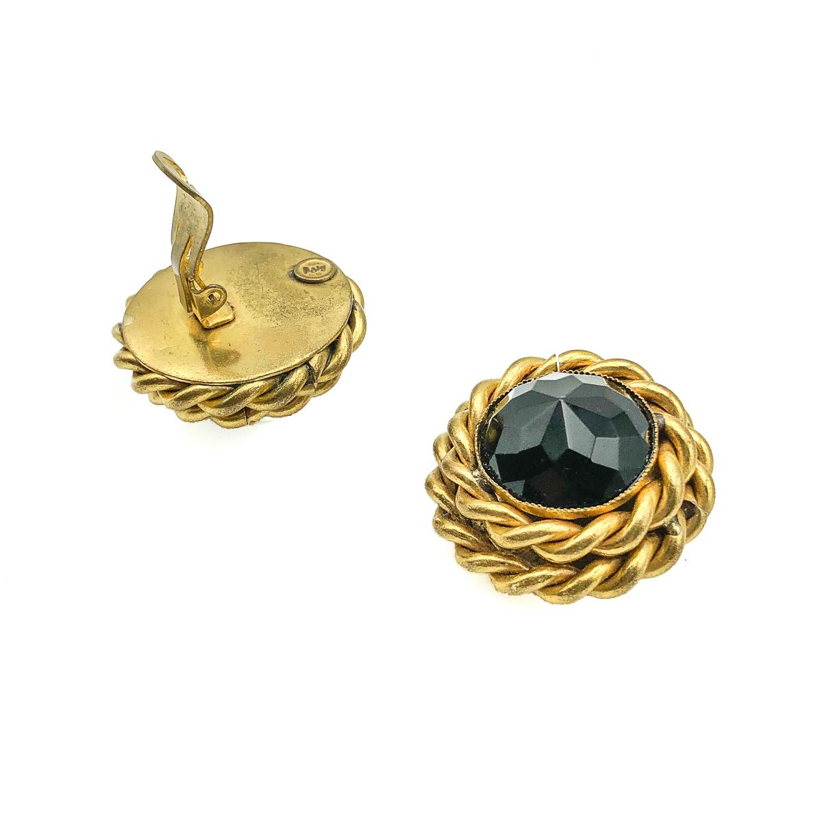 Pendientes vintage de cuerda de cristal negro azabache Butler & Wilson Años 80 en Bueno estado para la venta en Wilmslow, GB