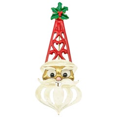 Vintage Butler & Wilson Large Enamelled Father Christmas Brooch 1980s