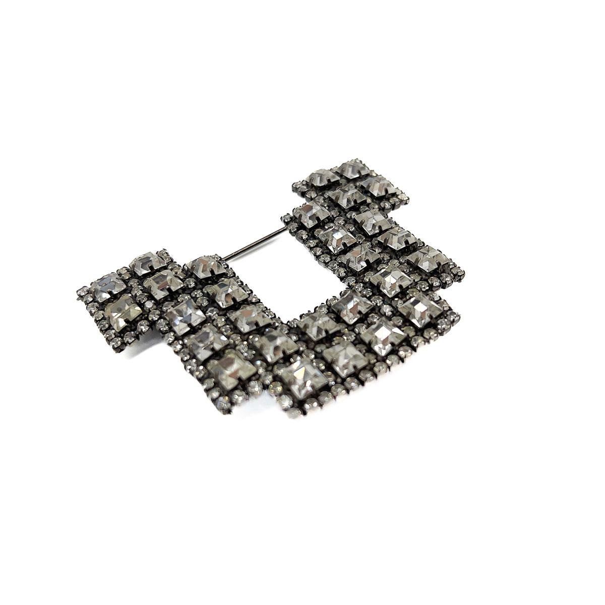 Vintage Butler & Wilson Statement Art Deco Crystal Brooch 1980s In Good Condition For Sale In Wilmslow, GB