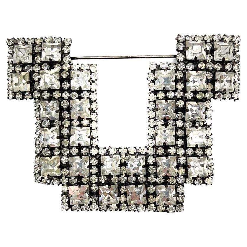 Vintage Butler & Wilson Statement Art Deco Crystal Brooch 1980s For Sale